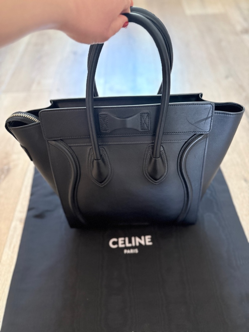 Celine Black Leather Luggage Tote Satchel - Picture 2 of 7